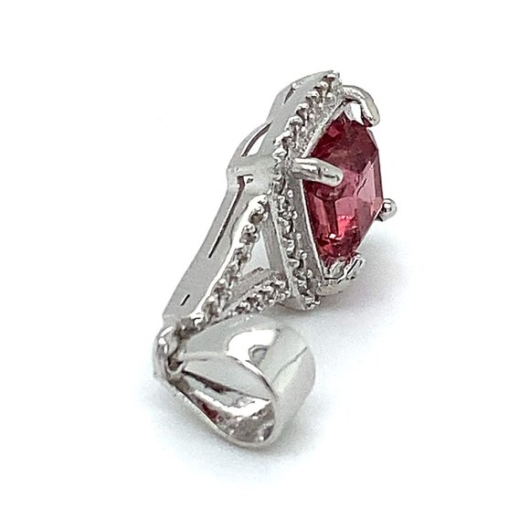 Rubellite 1.60ct White Gold Finish Silver Pendant - Picture 3 of 7